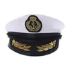 Breda brimhattar White Adult Yacht Boat Captain Navy Cap Costume Party Cosplay Dress Sailor Hat9053634