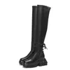 Sexy Leather Thigh High Boot Heels Over the Knee for Round Toe Party Long Shoes Cross-tied 211105 GAI GAI GAI