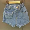 Casual Shorts For Boys and Girls Korean Style Children's Elastic Waist Pocket Denim Summer Kids Pants 210515