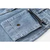 Women's Shorts Denim Pants High Waist Blue Pocket Streetwear Tassel Design Zipper Y2K Sexy Shorts Jeans New Tide Buttoms 210417