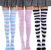Extra lange, oberschenkelhohe Socken aus Baumwolle mit Streifen über den Kniestrümpfen für die Weihnachts-Halloween-Party RRE12994