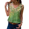 Camiseta de talla grande 5XL para mujer, playera de verano sin mangas con estampado Floral y cuello en V, jersey informal holgado para mujer, camisetas sin mangas de calle 210522