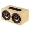 Double Horn Wooden 4.2 Bluetooth-compatible Speaker with AUX Audio Playback and Micro-USB Interface for Phone / PC