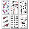 Kit d'autocollants temporaires de fleurs, 30 pièces, Flash étanche, tatouage au henné pour femmes, faux tatouages à la mode, Set5255409