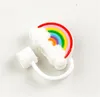 Punte di cannuccia in silicone creativo Copertura Riutilizzabile Tappo antipolvere per bere Tappi a prova di spruzzi Coperchi Punta antipolvere Girasole Fiore di ciliegio Arcobaleno Zampa di gatto Per cannucce da 6-8 mm DD341