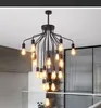 lumière long lustre Lampes américain duplex plancher salon phare loft rétro style industriel magasin de vêtements éclairage LED