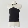 Blusas Tops de Verão Mulheres Preto Branco Sling Assimétrico Malha Top Sólida Vest Sexy Algodão Tanque Curto Fashion Camisa 14493 210527