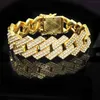 Mäns Armband Hip Hop 20mm Iced Out Full Rhinestone Paved Bling Persh Cuban Zircon Hiphop Fashion Smycken