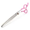 superior quality NEPURLSON 8.0 inch fishbone thinning scissors 440C material black/pink handle