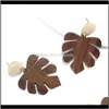 Ljuskrona leverans 2021 Vinatge Ethnic Lefe Shape Pendant örhängen för kvinnor Vintage African Wood Drop Dangle Earring Statement Party Je