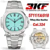 3KF 5711/1A/018 Cal A324 Automatisk Herrklocka 170-årsjubileum Limited Edition Tiffan9 Blue Textured Dial Rostfritt stålarmband Super Jay-Z Watches Puretime