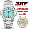 3KF 5711/1A/018 Cal A324 Automático Relógio Masculino 170 Aniversário Edição Limitada Tiffan9 Mostrador Azul Texturizado Pulseira de Aço Inoxidável Relógios Super Jay-Z Puretime