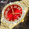 MISSFOX 's es 2020 Modern Diamond Waterproof Red Top Brand Luxury 18k Gold Man Orologio analogico al quarzo da uomo