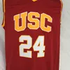 خمر USC Trojans 24 Brian Scalabrine College لكرة السلة الفانيلة رجالي 1 Nick Young 10 DeMar DeRozan Jersey قمصان الجامعة الحمراء المخيطة