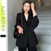 Runway Design Kvinnors Blazer High Fashion Spring Autumn Elegant Black Split Sleeve Suit Jackor Kvinna Outwear 210608