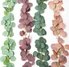 Wieńce Gęście Liść Sztuczne Eukaliptu Garland Faux Silk Eucalyptus Winorośl Handmade Greenery Wedding Backdrop Archide Decoration Sn2411