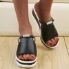 Dames Zomer Slippers Platform Patchwork Rhinestone Wiggen Hakken Peep Toe Beach Outdoor Dia's Casual Sandals Dames Schoenen