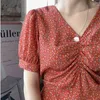 Grande taille Robe d'été filles rouge fête femme Vintage imprimé à manches courtes femmes es surdimensionné Robe Vestido 210423