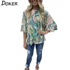 O Neck Half Sleeve Oregelbunden Tie Färg Loose Short Paisley Print Casual Asymmetric T-shirt Kvinnor 210604