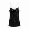 Sexy Woman Black Dimond Spaghetti Strap Dress Elegant Ladies Shiny Party Dresses Female Chic Blingbling 210515