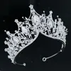 Silver Guldfärg Stor Vattendroppe Kristall Rhinestone Crown Headpiece Hår Smycken Tillbehör För Brud Bröllop