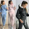 Women's Tracksuit Female Pullover Hoodies Jogging Pants Sweatshirt Sports Suit Two Piece Set Women Clothing Winter Warm Outfits 210930