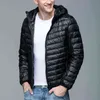 Mode Casual Ultralight Mens Duck Down Jackor Höst Vinter Zipper Fleece Hoodie Outwear Toppar Sweater Lättviktig kappa Y1103