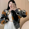 女性のジャケットwoherb 2021秋の花ジャカード作物コートのコートファッション全てのマッチラウンドネック韓国のシックなビンテージストリートウェアレディースカジュアル