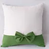 White Sublimation Pillow Case Peach Skin Velvet Throw Sofa Cushion Covers with Bow for Christmas Decor