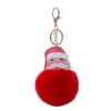 12 Styles festifs grand rouge père noël moelleux porte-clés fausse fourrure de lapin boule Pom pon porte-clés femmes sac porte-clés EEC2927