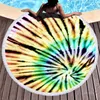 Personnalité de la mode Tie Dye Serviettes de bain Fibre superfine avec gland Serviette de plage ronde Tapis de yoga 150 cm * 150 cm 28 couleurs T500590