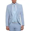 Smoking de marié bleu clair pour mariage revers à pointe 3 pièces Slim Fit hommes costumes pour dîner veste gilet avec pantalon X0909