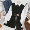 Neploe Fall Clothes Two Piece Outfits for Women White Shirts Tops Knitted Sweater Vest Ropa Mujer Korean Chic Suit 2 Piece Set 210422