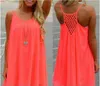 Candy color Women Beach dress Fluorescence 2022 summer Mini dress Sleeveless Hollow out Sexy Casual Female clothing Y220304