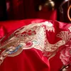 Bedding Sets Highend Gold Phoenix Loong Embroidery Chinese Wedding 100 Cotton Red Set Duvet Cover Bed Sheet Bedspread Pillowcase2142946