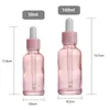 5 ml 10ml 20ml 30ml 100ml Clear Pink Glass Dropper-flaskor Serum Essential Oil Perfume Flaskor med reagenspipett