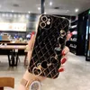 Lambskin 6D Electroplated Lattice Camera Lens Protection TPU Falls with Heart Strap for iPhone 13 12 11 Pro Max XR XS X 8 Plus Samsung S21 S22 Ultra A12 A32 A42 A52 A72 A02S