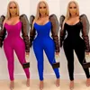 Y2K Fashion Women Solid Jumpsuits O Neck Sexy Mesh Puff Sleeve Bodycon Pencil Pants Rompers For Nightclub Young Outfits 210517
