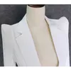 TOP QUALITY Stylish Designer Blazer Women's Shrug Shoulder Single Button White Jacket 211019