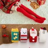 Women Coral Fleece Over The Knee High Socks Stockings Femme Christmas Elk Printing Stockings Winter Warm Thick Plush Long Stocks