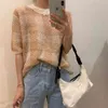 Summer Mohair Houndstooth Knitted Sweaters Tops Women Short Sleeve O-neck Pullovers Fashion Casual Korean Ladies 210513