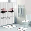 Trendiges Roségold-Wimpern-Duschvorhang-Set, Badezimmer-Vorhang mit Badematte, Teppich, Teppich für Toilette, Glitzer, Hallo wunderschönes Dekor 210402