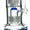 13 inch 15 inch Height Smoking Hookah Blue Black Big Triple Chamber Matrix Glass Water Bongs Dab Rigs Bubbler with Bowl