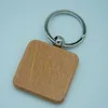 60pcs Blank Square Wooden Keychain Diy Key Tag Gift H0915