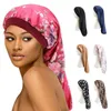 Długie włosy Sock Cap Hat Hat Wrap Night Caps Care Bonnet Nightcap Kobiety Szeroki zespół Elastyczne Kapelusze Satynowe Headcover Baggy Chroń darmowy statek