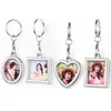 Personalized Sublimation Blank Photo Frame Keychain Pendant Portable Heat Transfer Album Key Chain DIY Gift Keyring