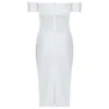 Ocstrade zomer elegante sexy off schouder bandage jurk vrouwen mesh white bodycon club avondfeest 210527