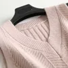 Colete feminino Faux Cashmere Knit White Collect 2022 Spring Solid Pocket Pocket Jaqueta sem mangas do suéter feminino Coloque Gilet femme stra22