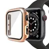 Bling -fodral med sk￤rmskydd f￶r Apple Watch IWatch SE 6/5/4 44mm 40mm Glass Crystal Diamond Cover Bumper