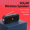 Solar Charge Bluetooth Speaker com lanterna portátil Sem fio Stereo Loudspeaker Soundbox Suporta ao ar livre FM Rádio USB Disk TF MP3 Music Player